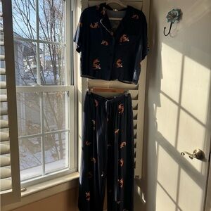 NWOT Navy Set with Orange Coy Fish Print